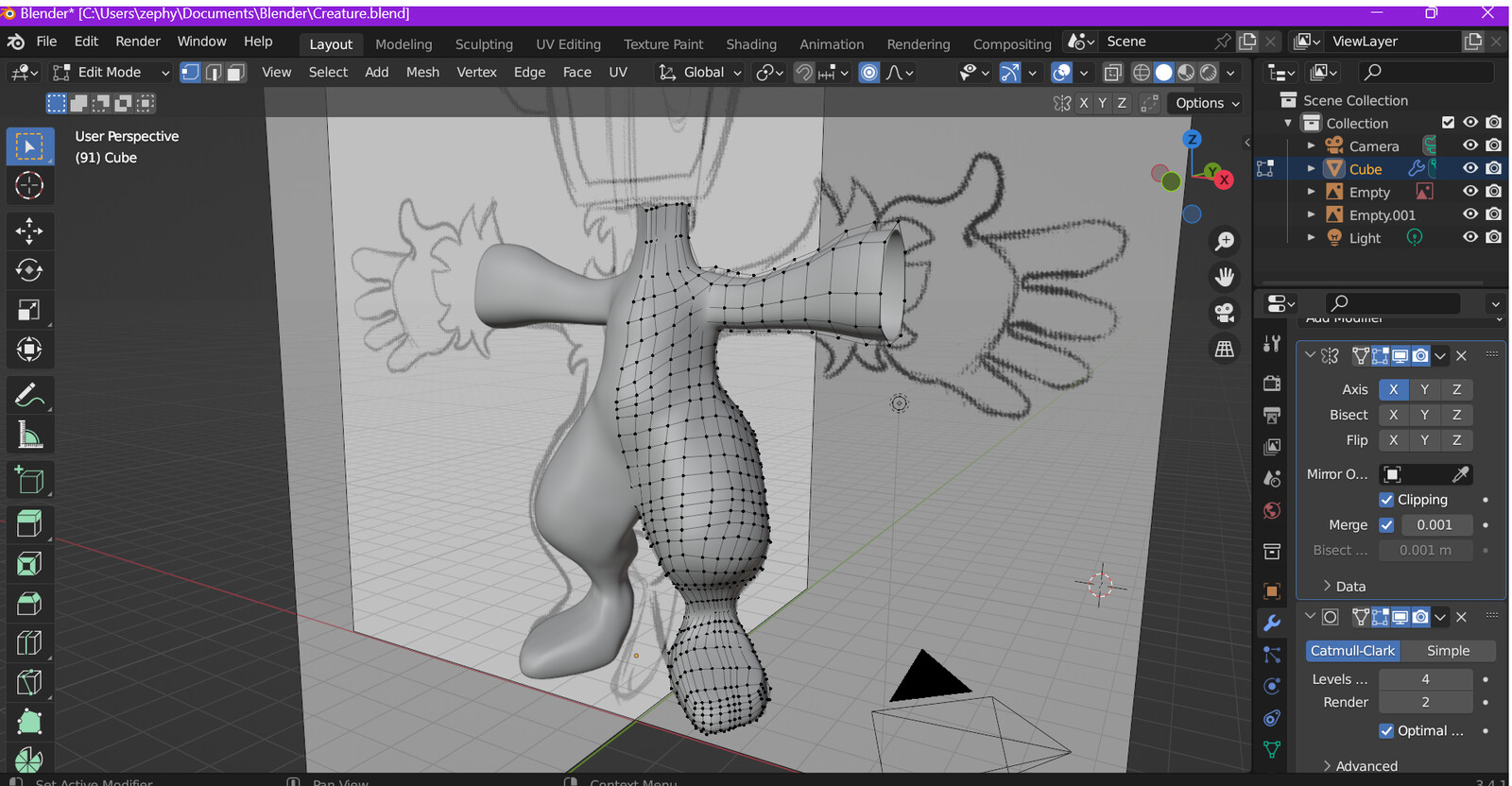 Initial WIP model, with visible reference images