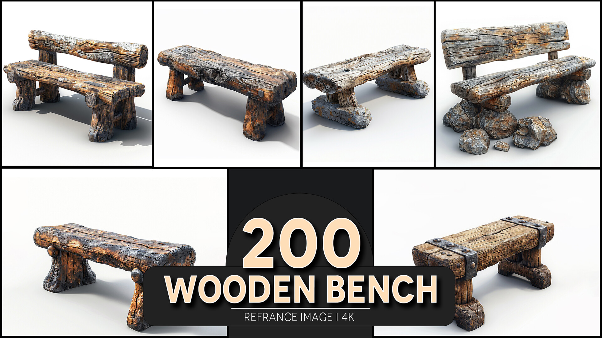 Pixel Ref - Wooden Bench 4K Reference/Concept Images