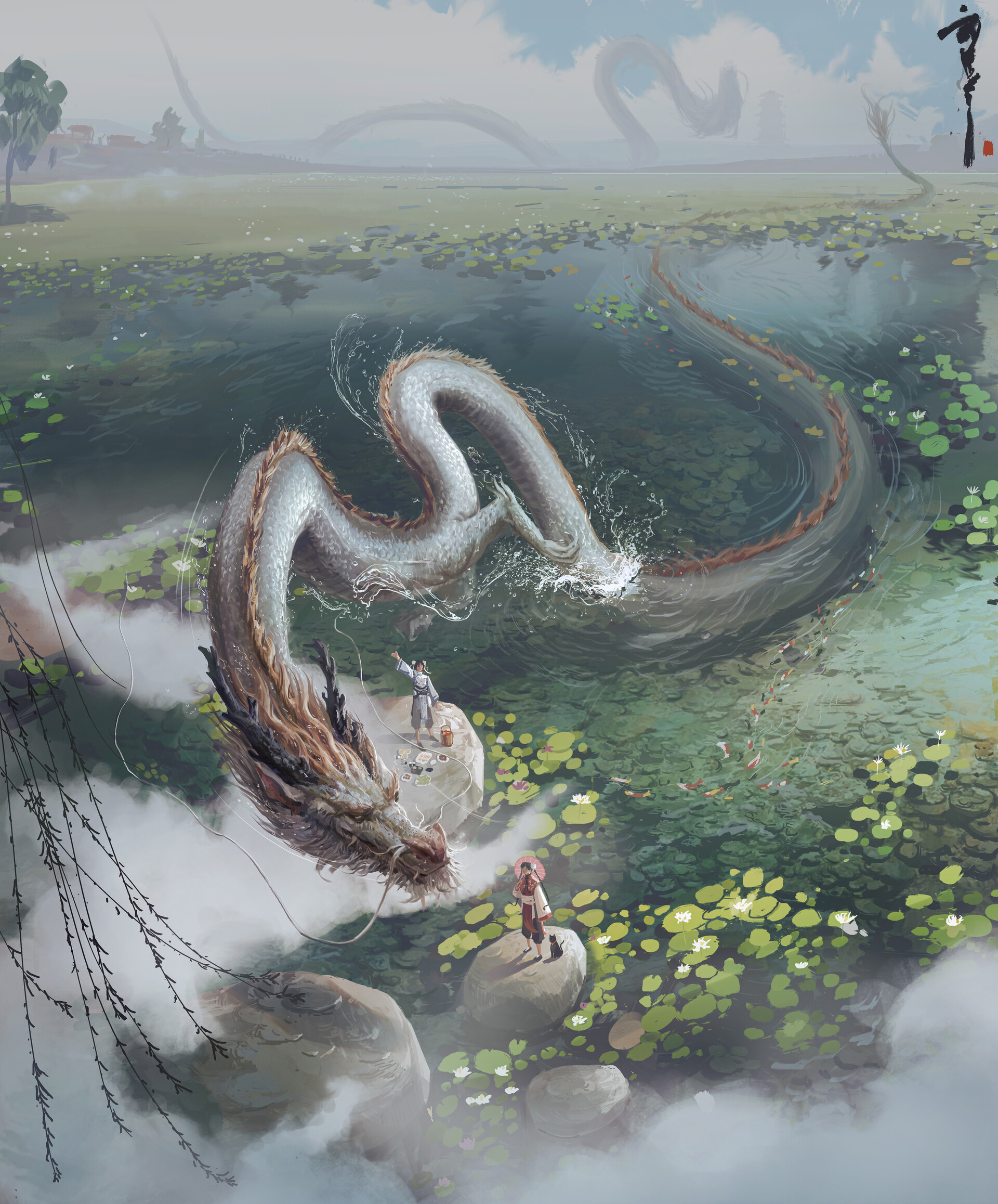 戏水 ArtStation - 白龙戏水/Dragon