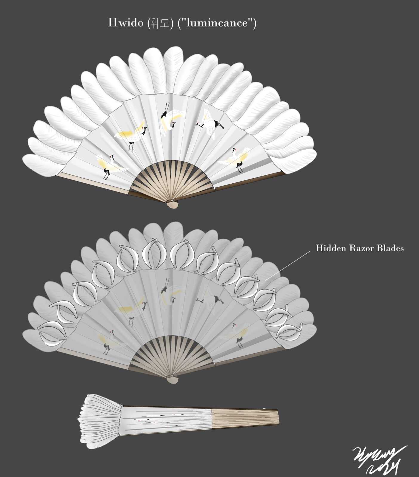 Hwido, a Korean fighting fan called a mubuchae