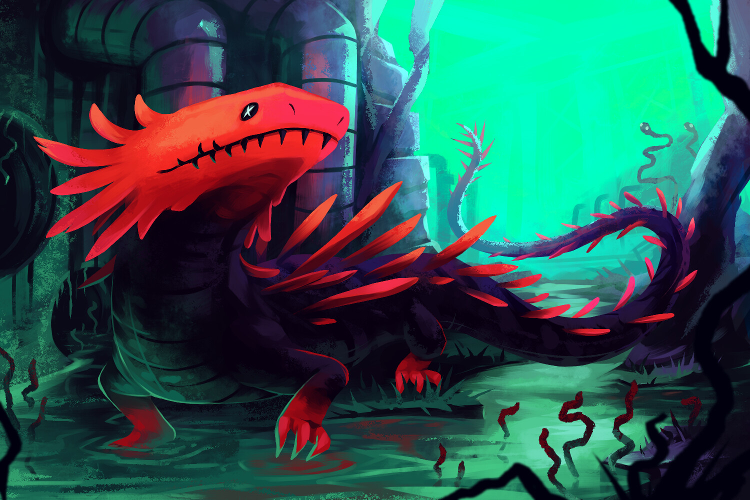 Artstation rain world lizards