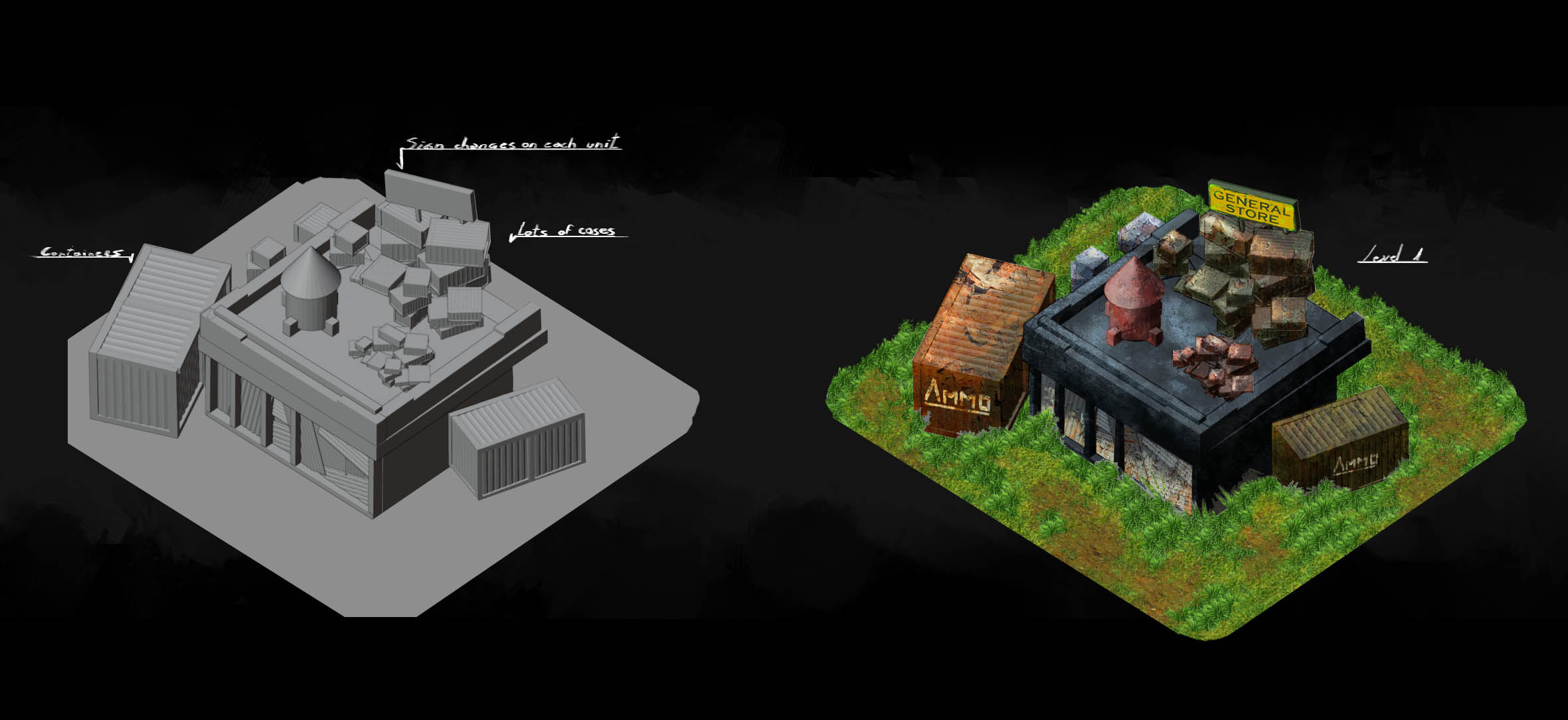 LV 1 FORTRESS
3D model to 2D painted + textures