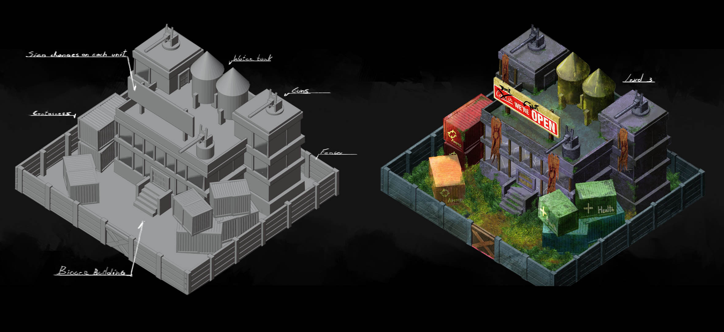 LV 3 FORTRESS 
3D model to 2D painted + textures