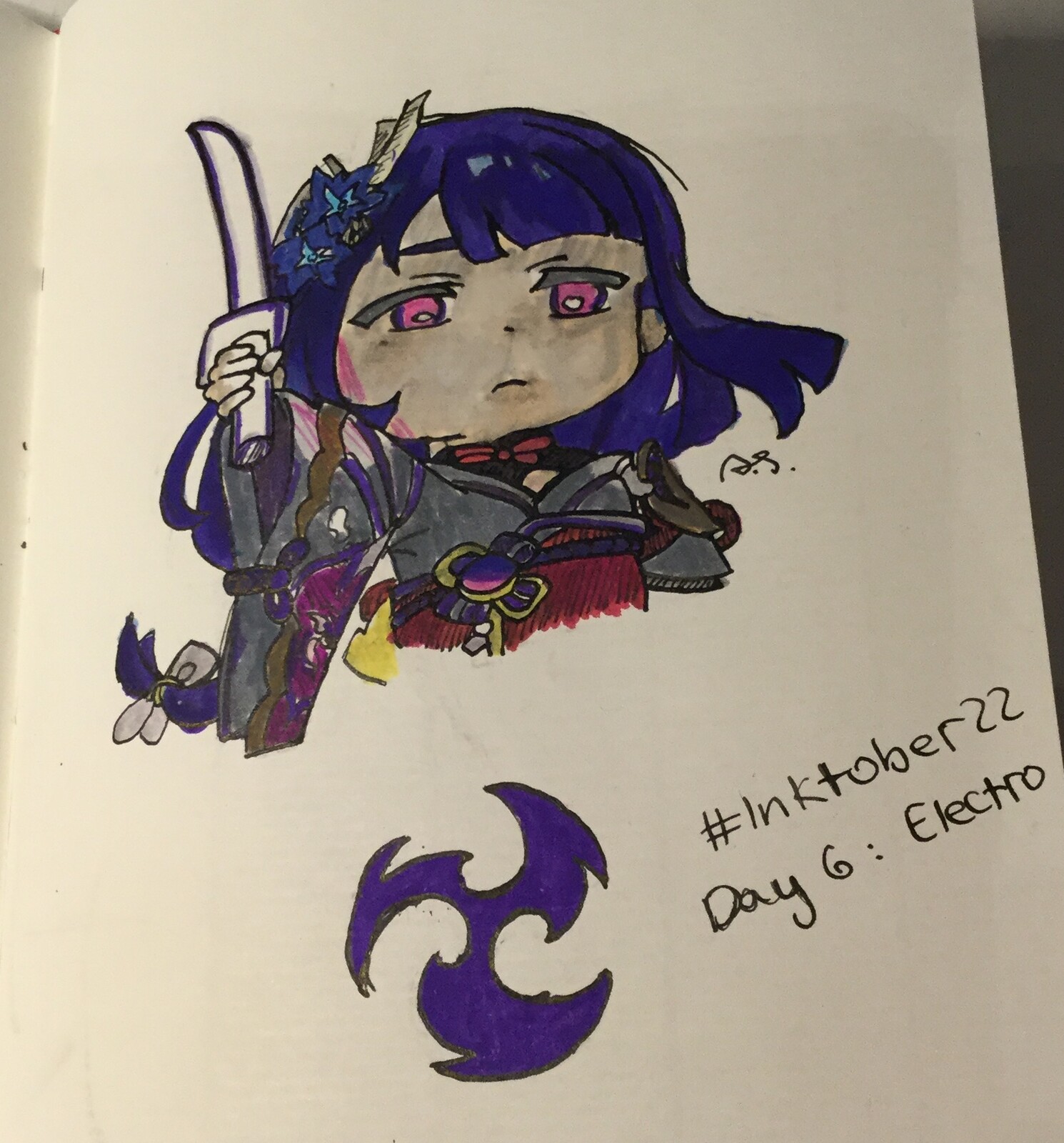 colored (copic markers) (unfortunately the ink was still wet when I started coloring, hence why the skin color is rather grey than cream...)