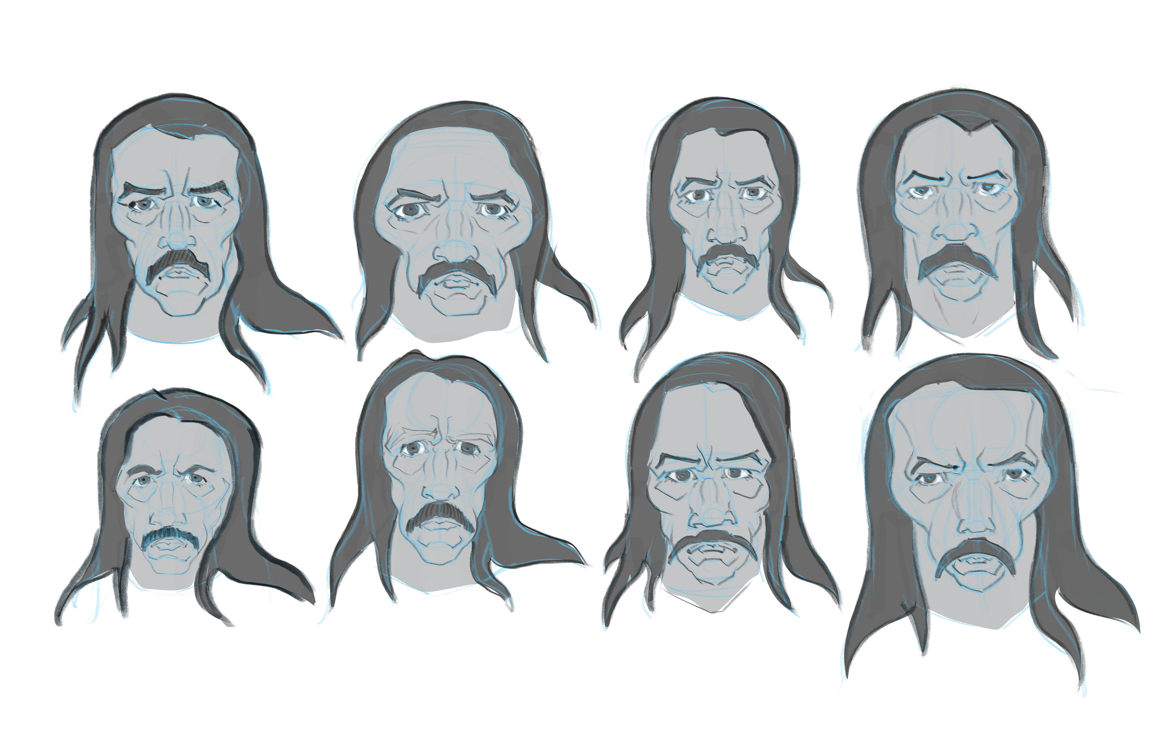 Various comps where I was trying to figure out how to push and pull the features of the subject.
