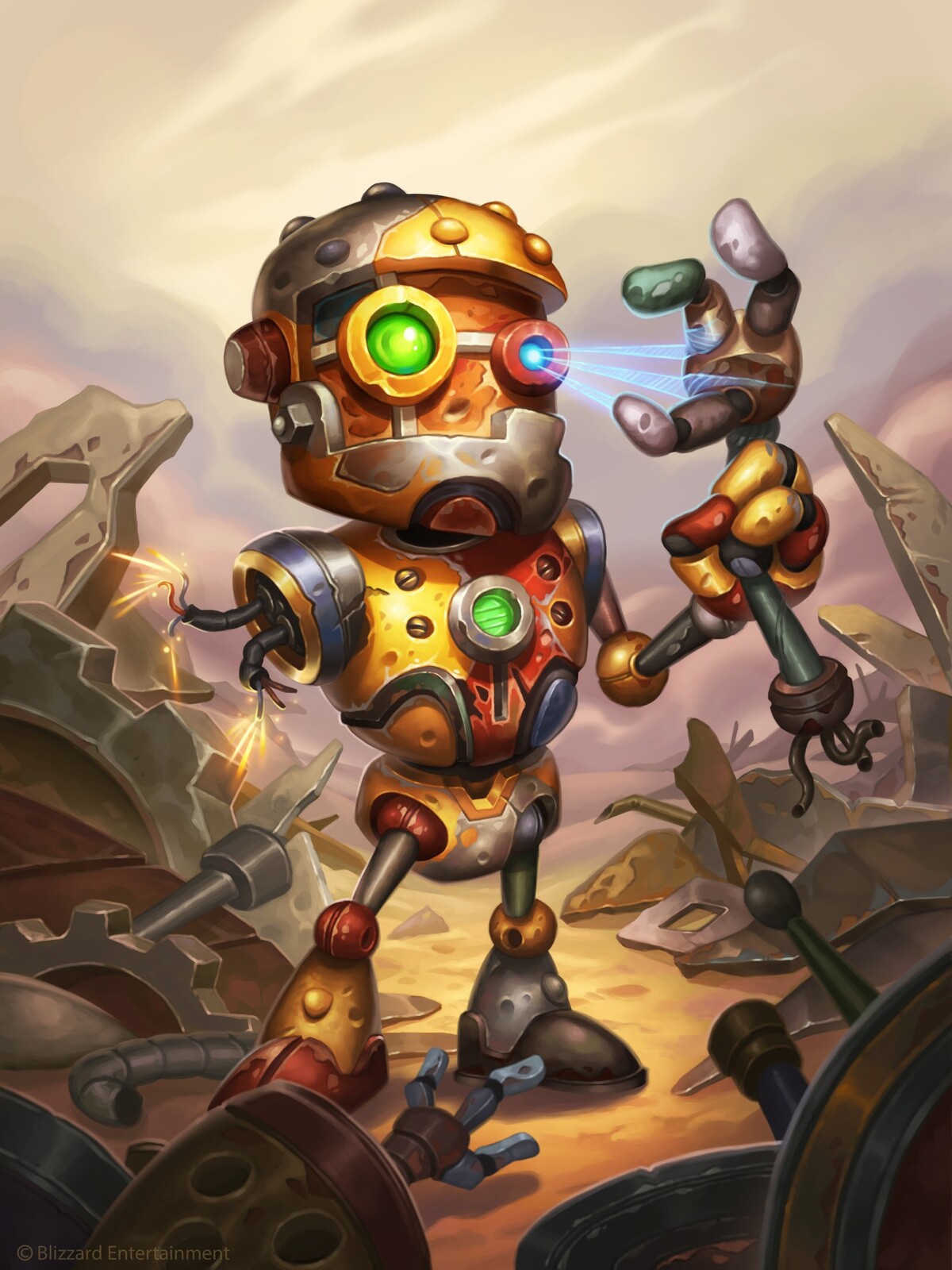 And this little guy searching for a proper hand replacement is 
,,Scrap Scraper''

Line art by Jim Nelson
