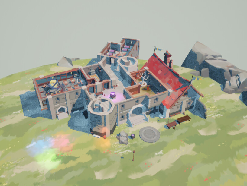 Unreal Engine 5 Visual Development. Responsible for lighting, custom point light function material, scene composition, materials, and rock/cauldron props. World Lighting Shader by Ian Shephard. Castle model and concept by Blake Wood.