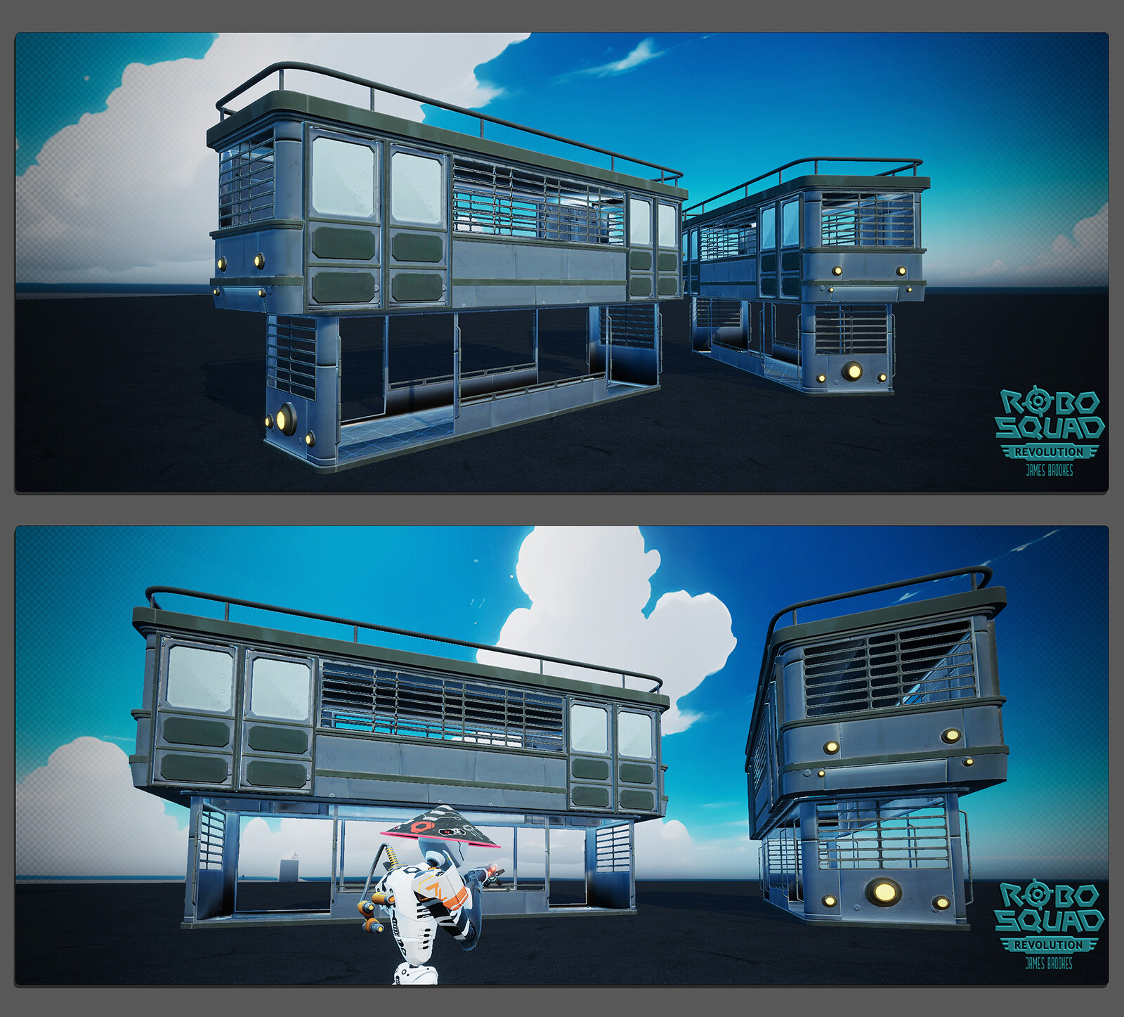 Asset Lineup
in-editor (above), in-game (lower)