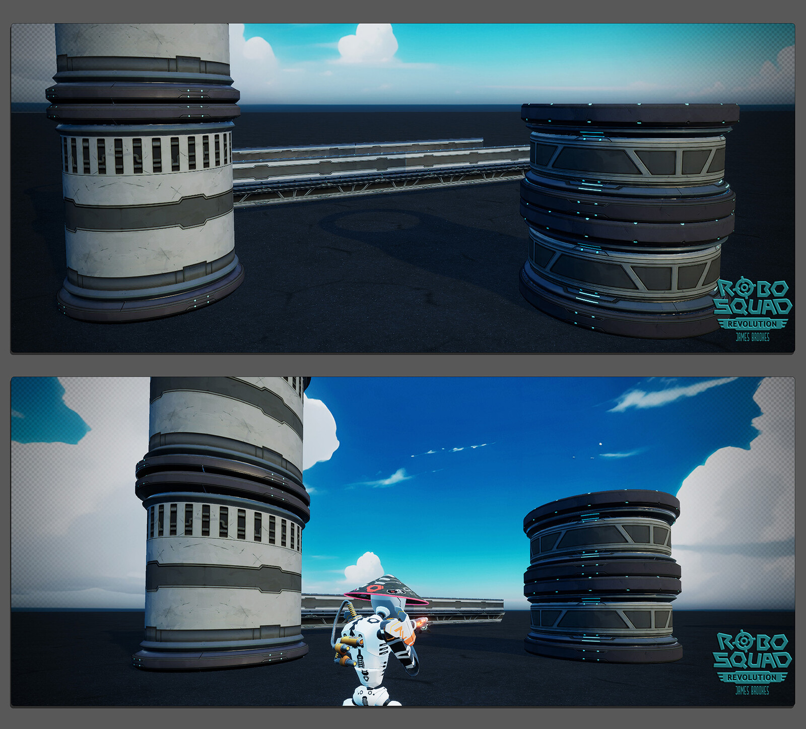 Asset Lineup
in-editor (above), in-game (lower)