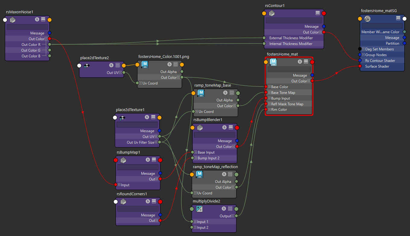 Simple node network for Redshift Toon Shader