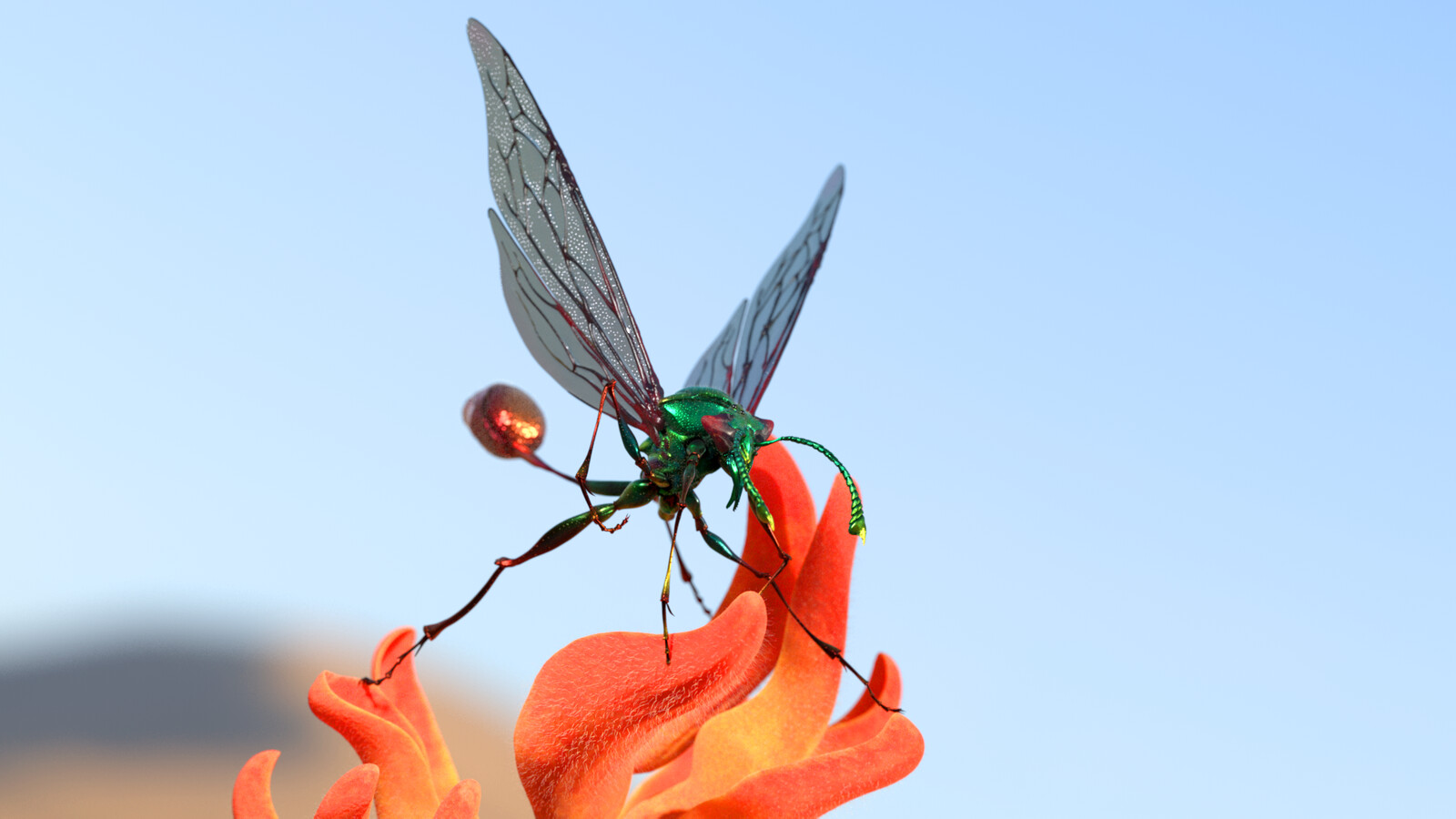 wasp model rendered in Redshift for ZBrush