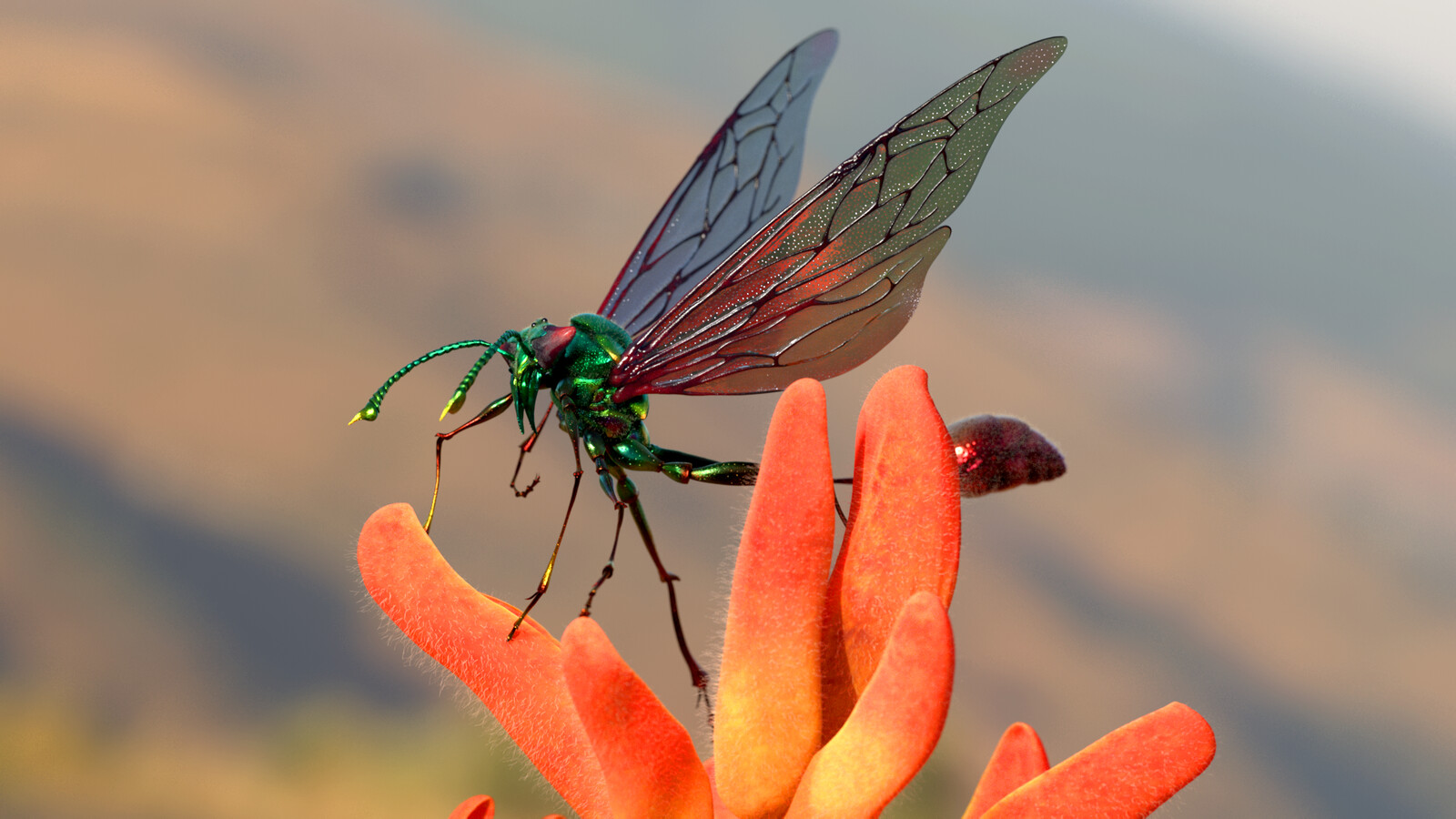 wasp model rendered in Redshift for ZBrush