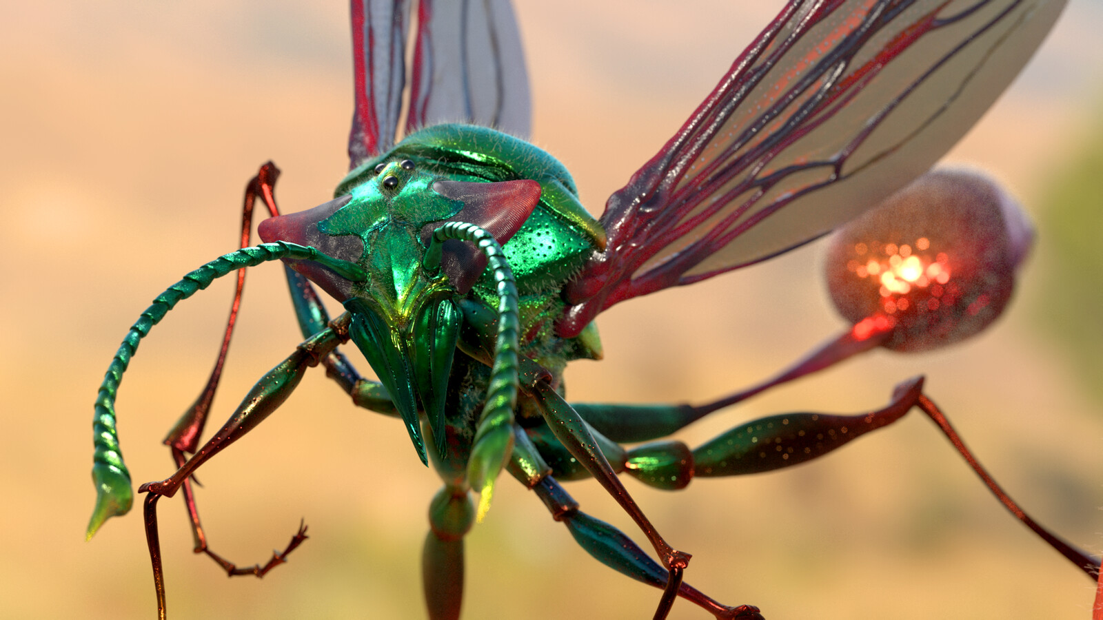 wasp model rendered in Redshift for ZBrush