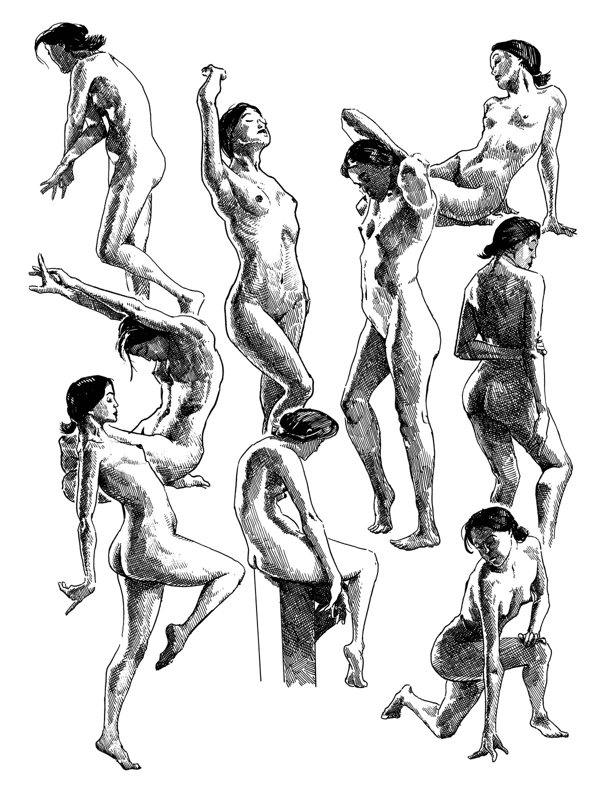 Figure Drawing Studies (Pen and Ink)