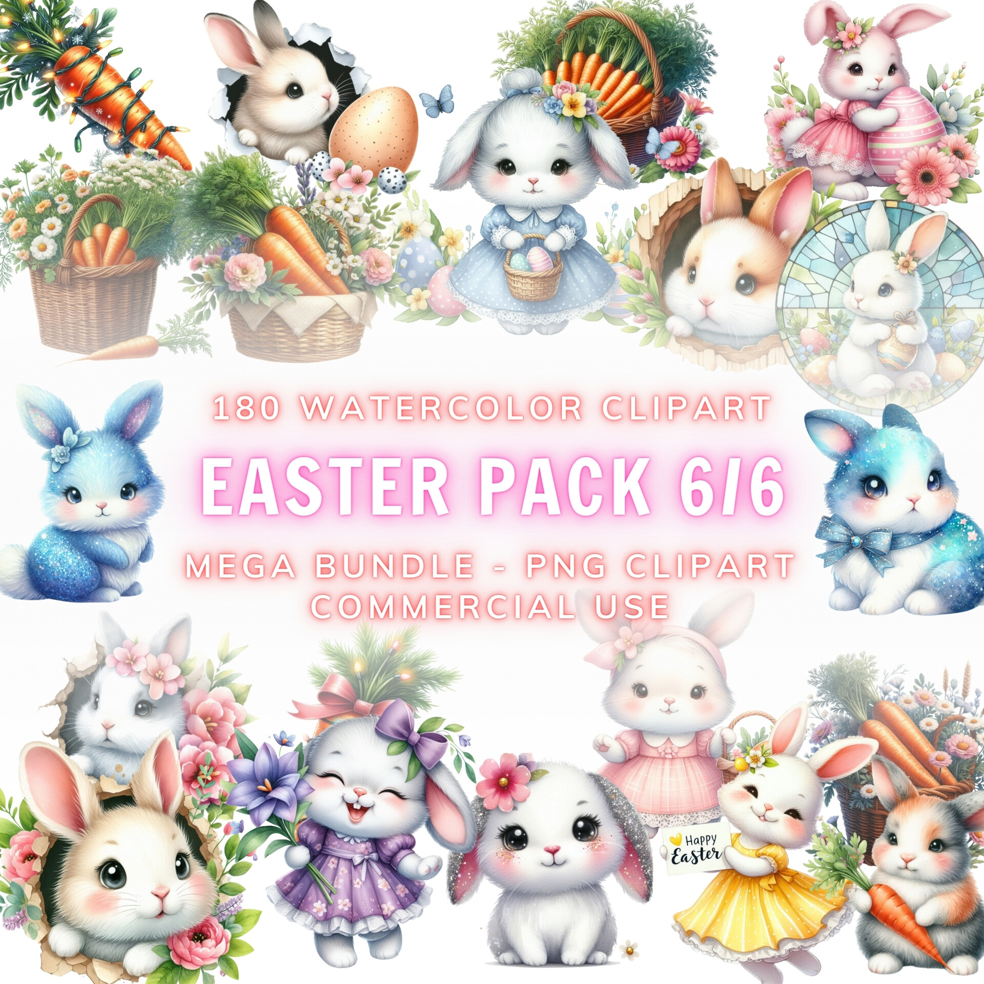 ArtStation Clipart Bundle 66, 180 Watercolor Easter Collection