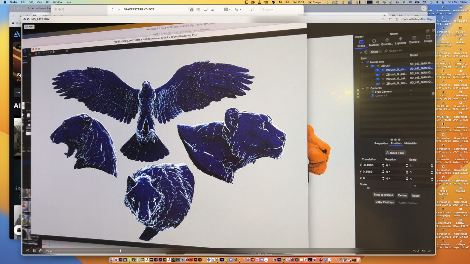 using existing stock 3d models to create the base for the spirits animal glowing spectres.