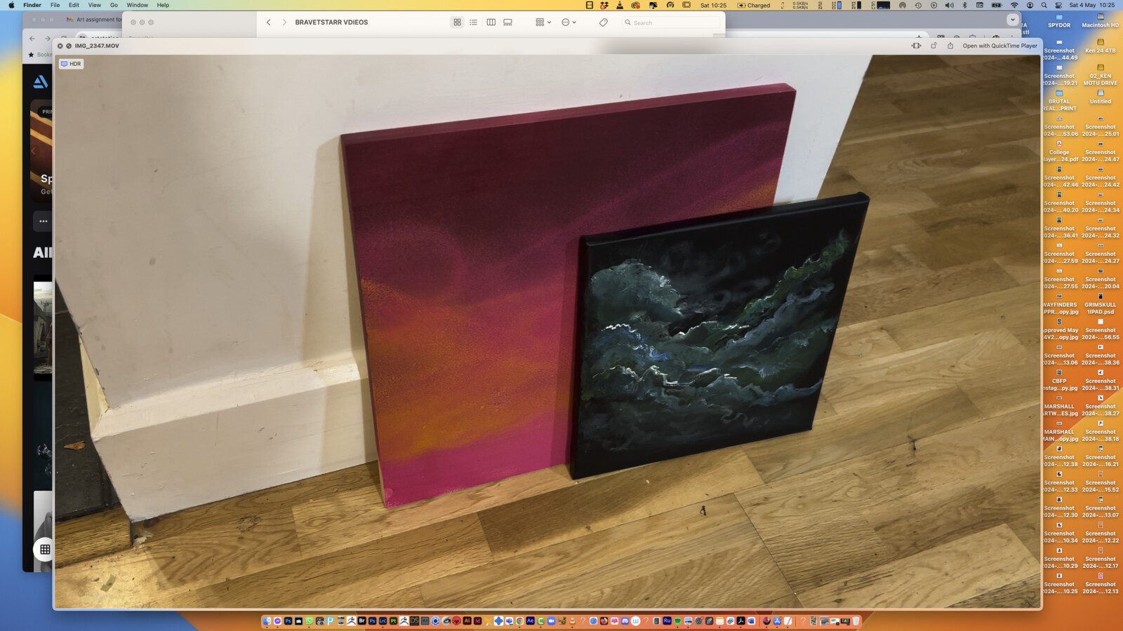 All the backgrounds and skies in this project were handprints into order to give the project a more traditional feel 
