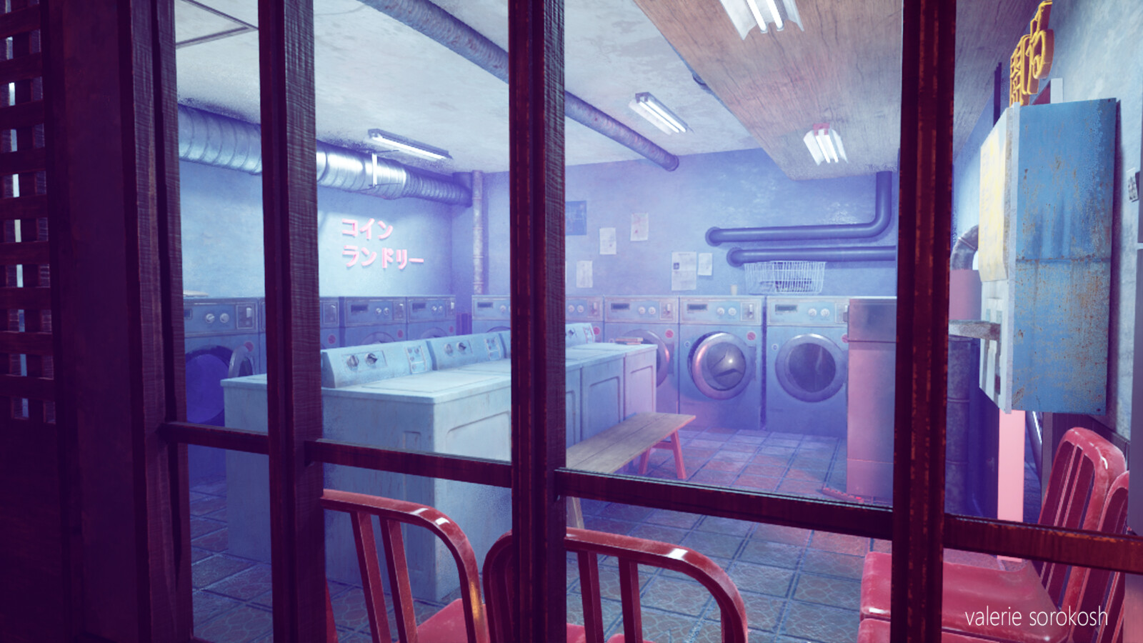 This environment is lit with ray tracing and dynamic lighting techniques using fog and different kinds of lighting available within Unreal