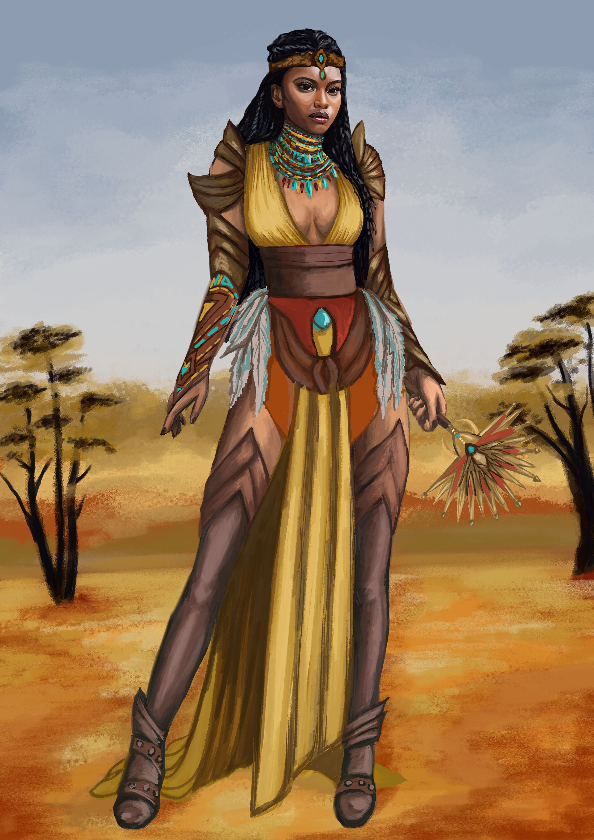 ArtStation - African warrior girl, image size:1920x2715