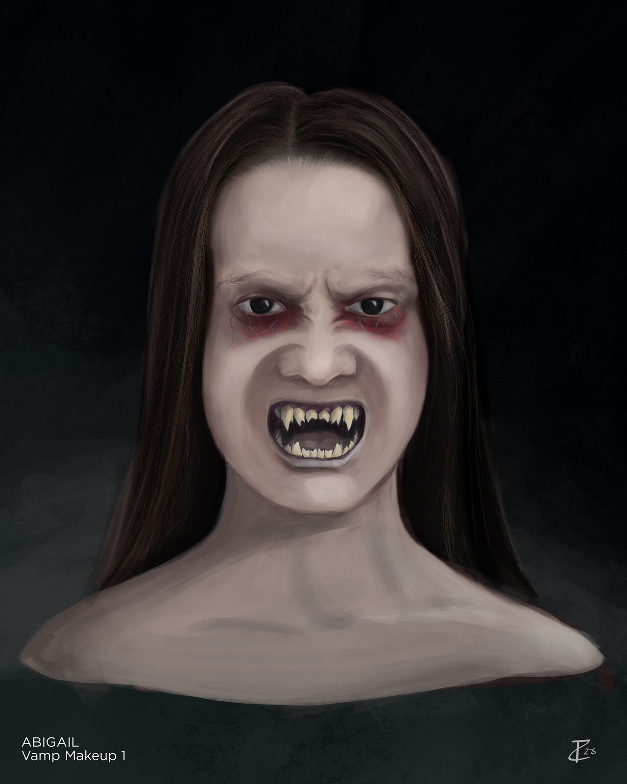 Concept for Abigail vampire SFX make-up.