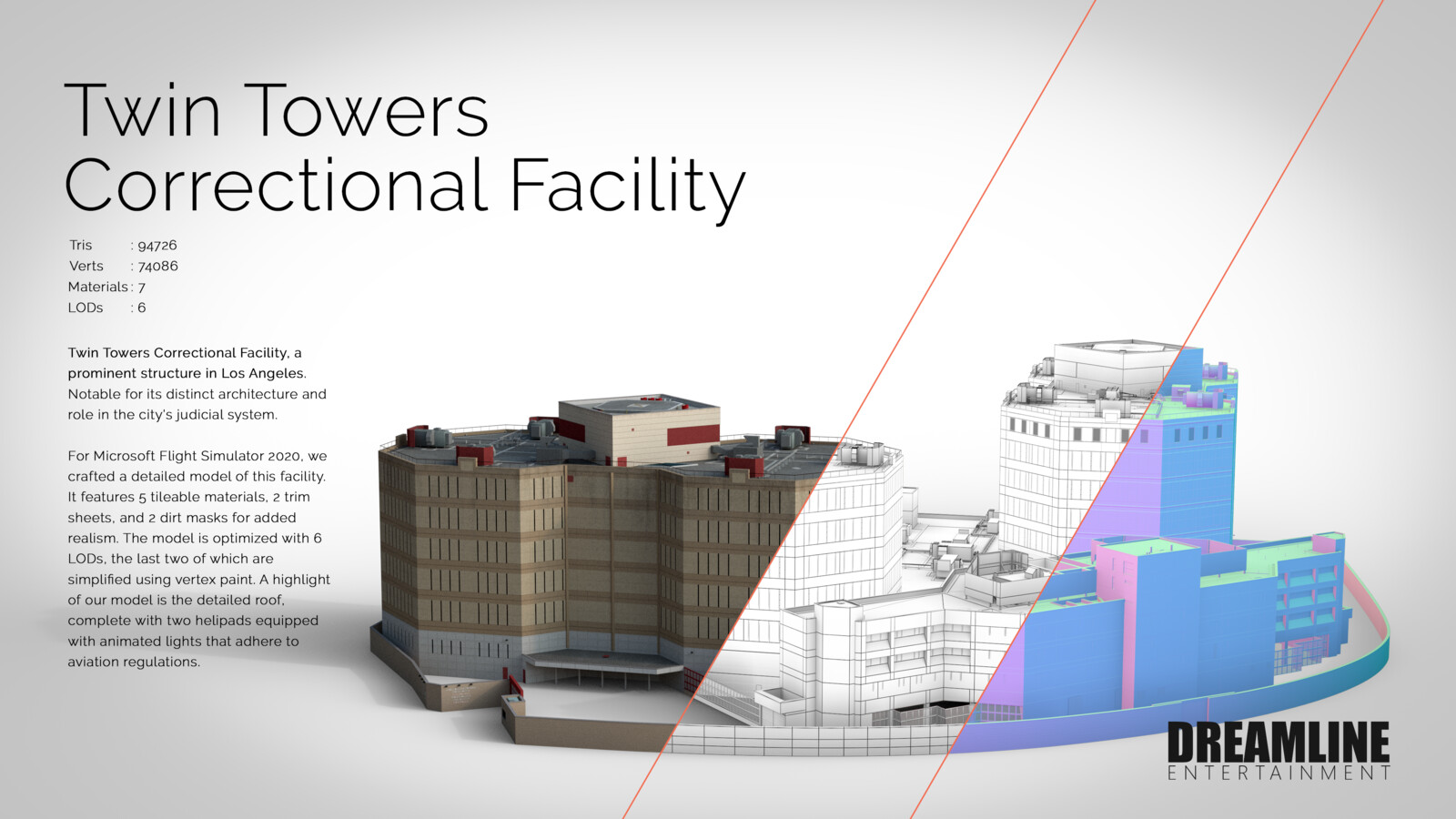 Twin Towers Correctional Facility: Low poly game-ready building