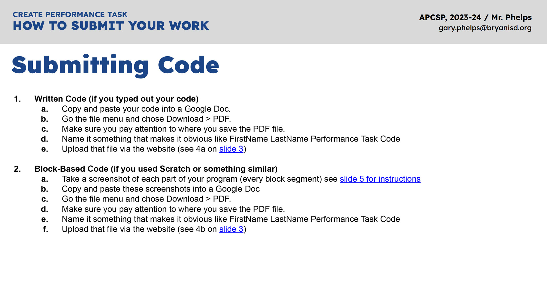 Gary Phelps - Slides, AP Computer Science Principles Create Performance ...