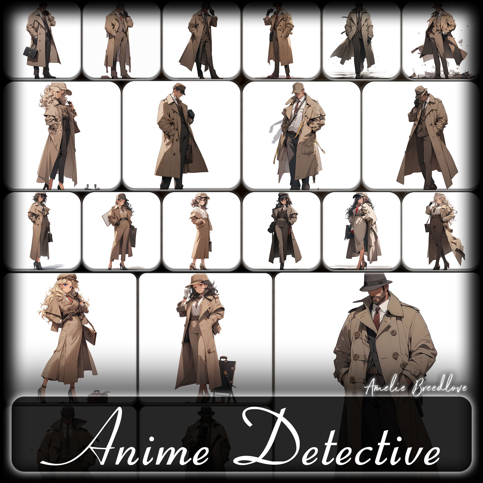 ArtStation 200 Anime Detective (Full Body) Reference Pack 4K