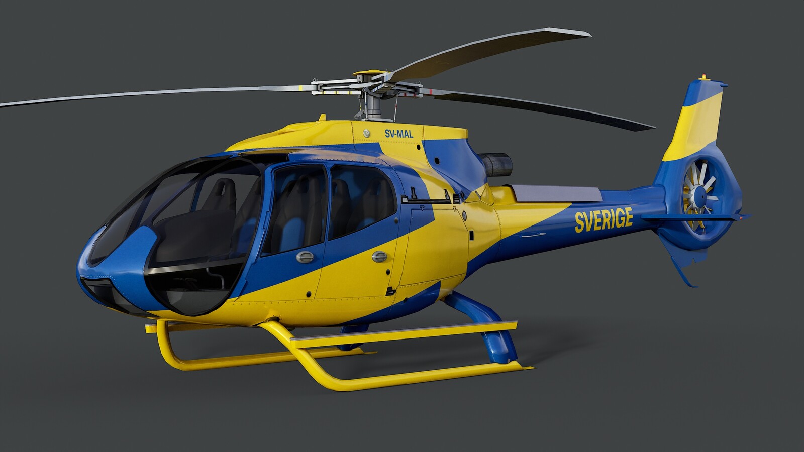 Helicopter Airbus H130 - Scandinavia Pack - Livery Sverige (Sweden) - Base Albedo Map View 3