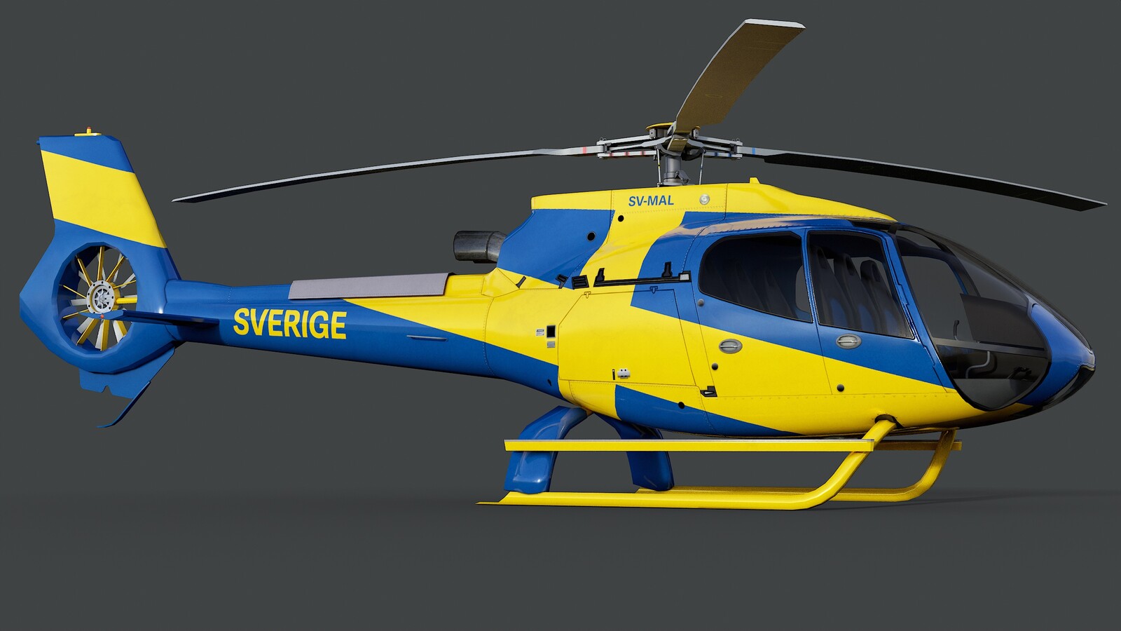 Helicopter Airbus H130 - Scandinavia Pack - Livery Sverige (Sweden) - Base Albedo Map View 4