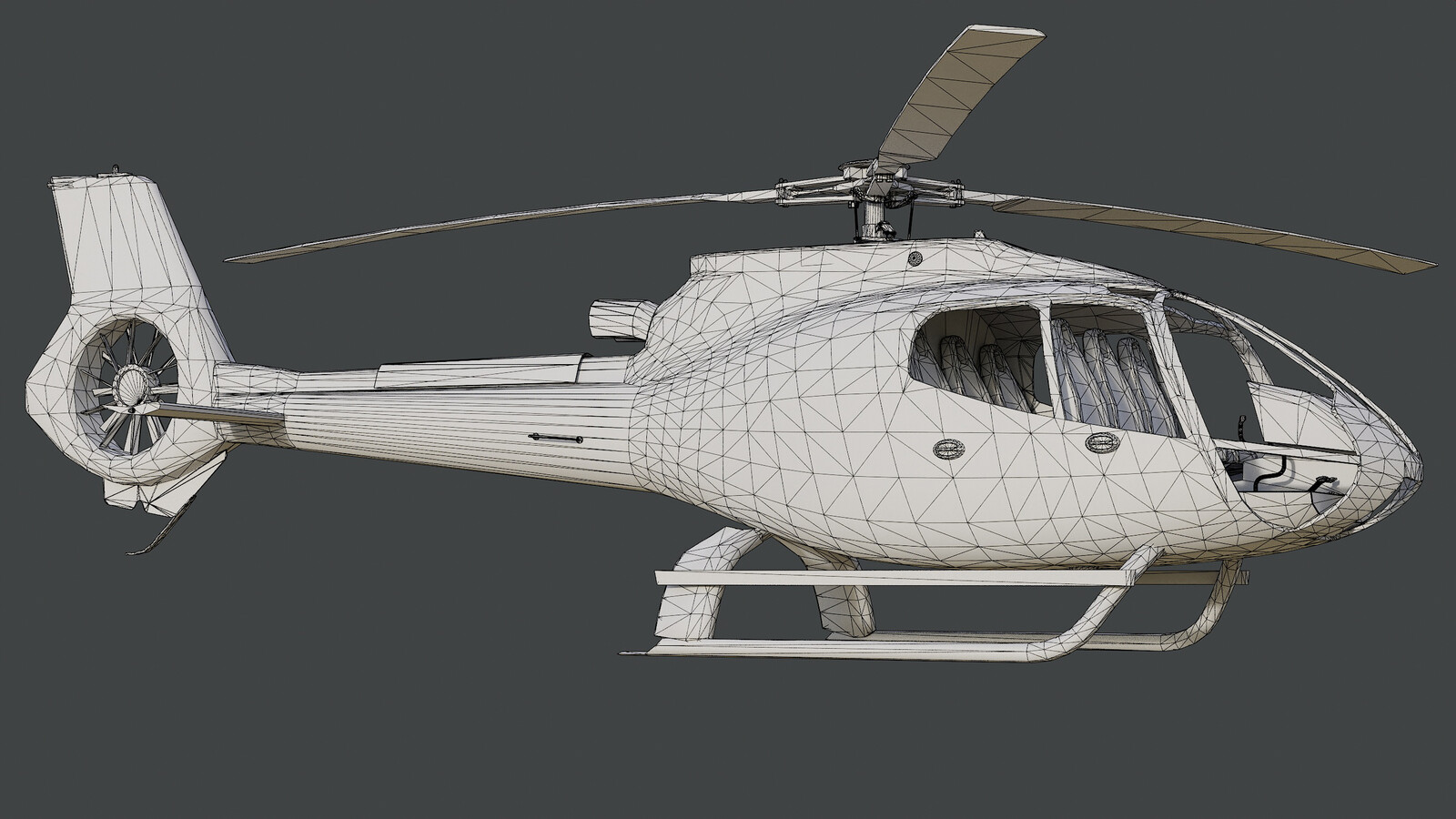 Helicopter Airbus H130 - Scandinavia Pack - Livery Sverige (Sweden) - Shaded Wire View 2