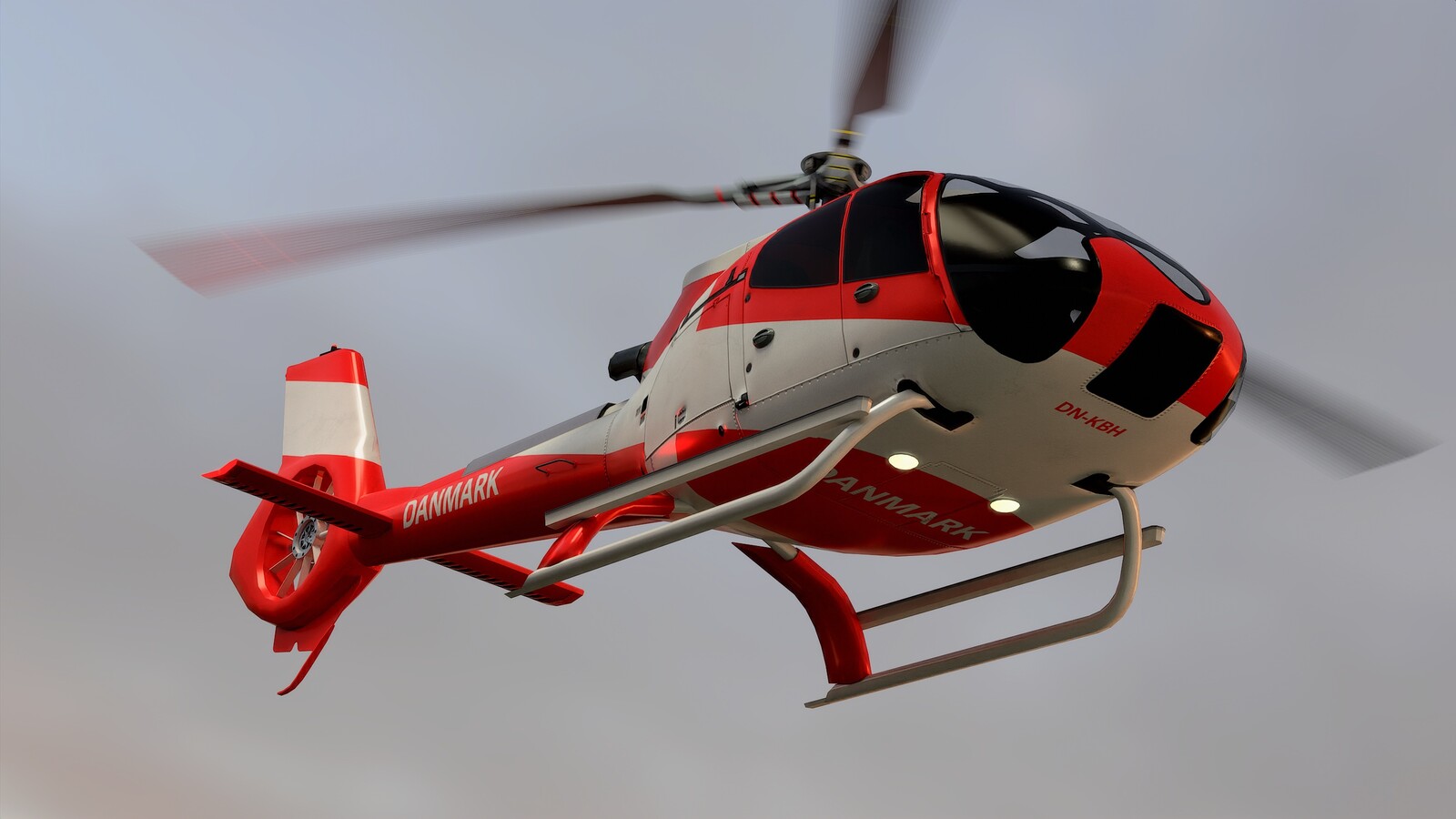 Helicopter Airbus H130 - Scandinavia Pack - Livery Danmark (Denmark) - Rendering 2