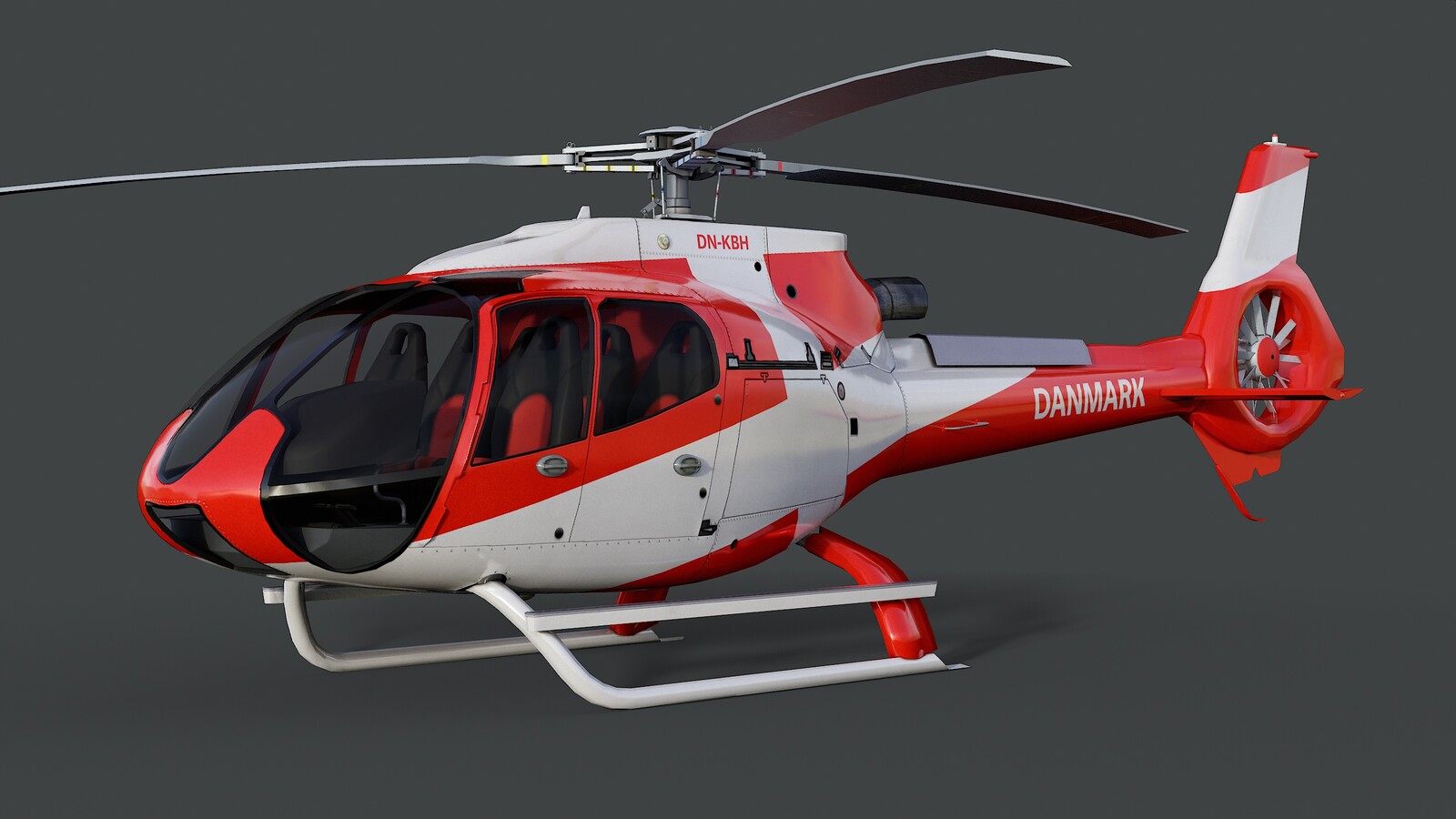 Helicopter Airbus H130 - Scandinavia Pack - Livery Danmark (Denmark) - Base Albedo Map View 3