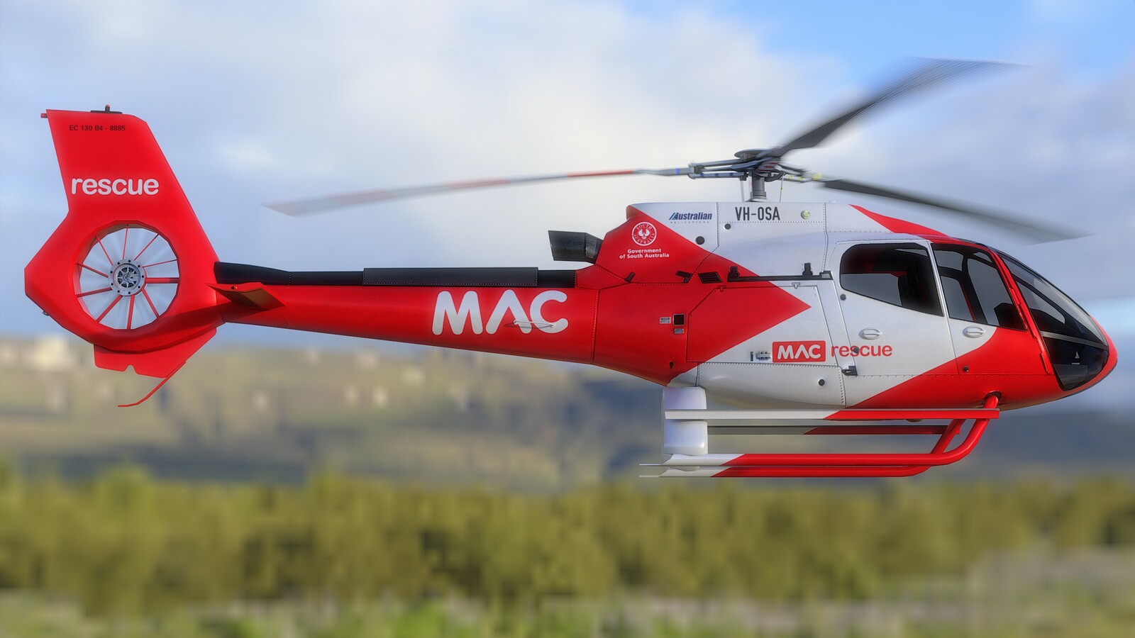 Helicopter Airbus H130 - Collection Examples - Livery MAC Rescue - Rendering 4