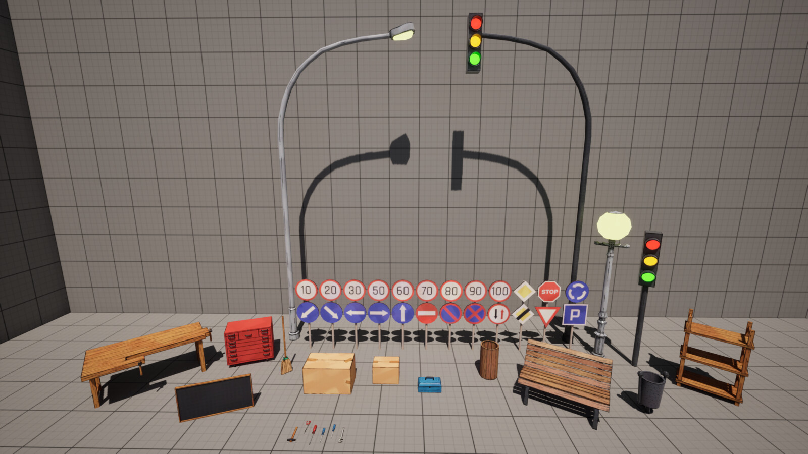 All the props I did. I did a master material so it would be easier to implement future props using material instance.
