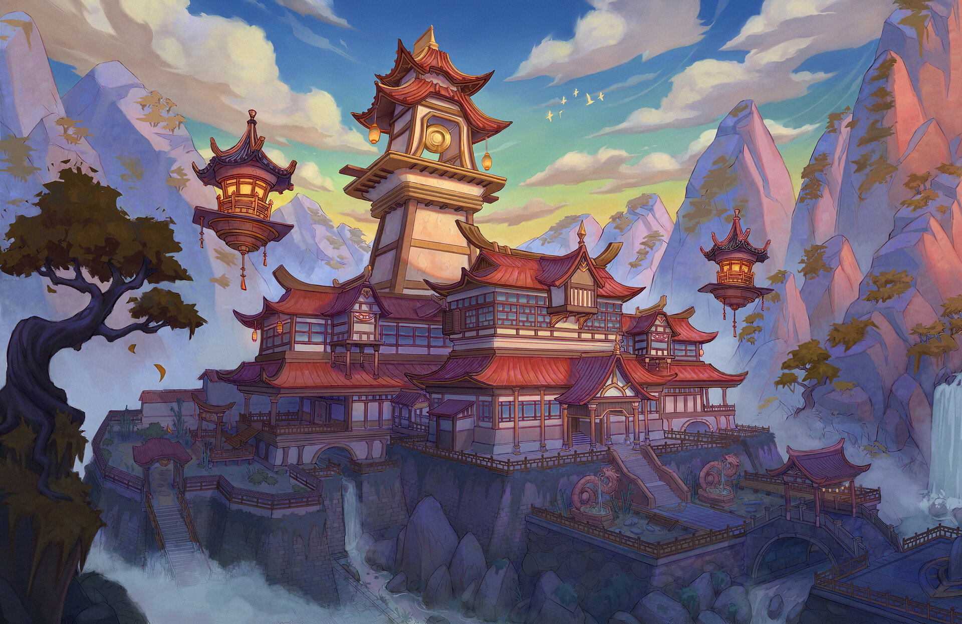 ArtStation - Serene Asian Temple illustration