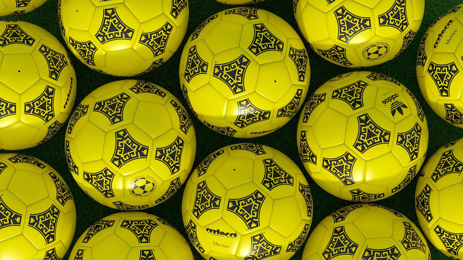 Soccer Ball Adidas Azteca Mexico - Collection Examples - Skin Yellow New Condition - Rendering 1