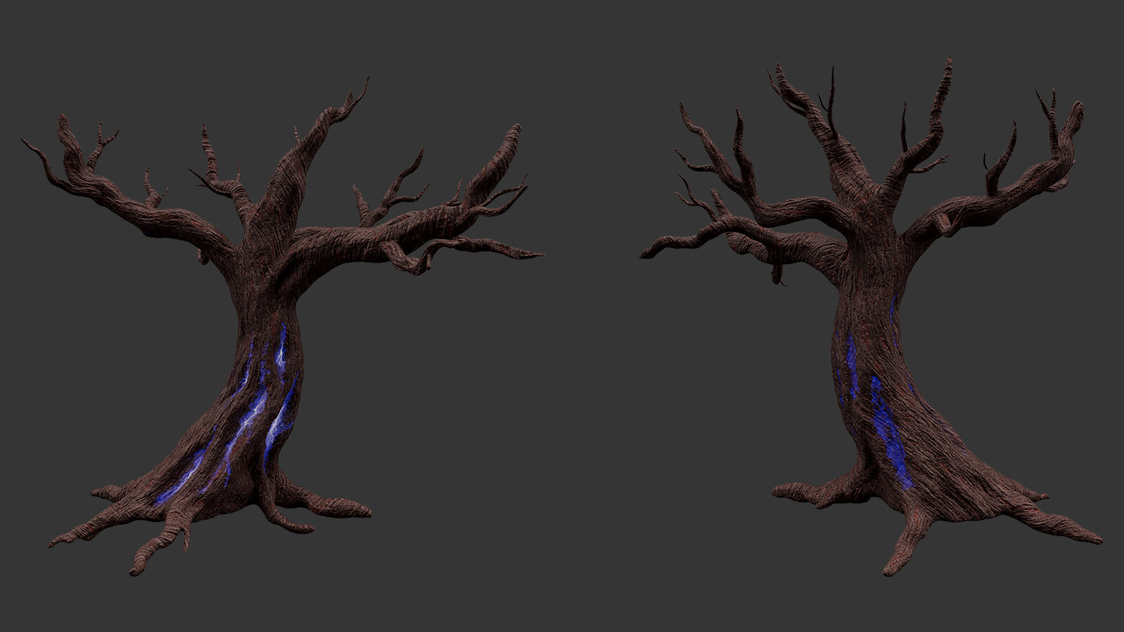 To save time, I focused the texturing on the front side of the tree.
