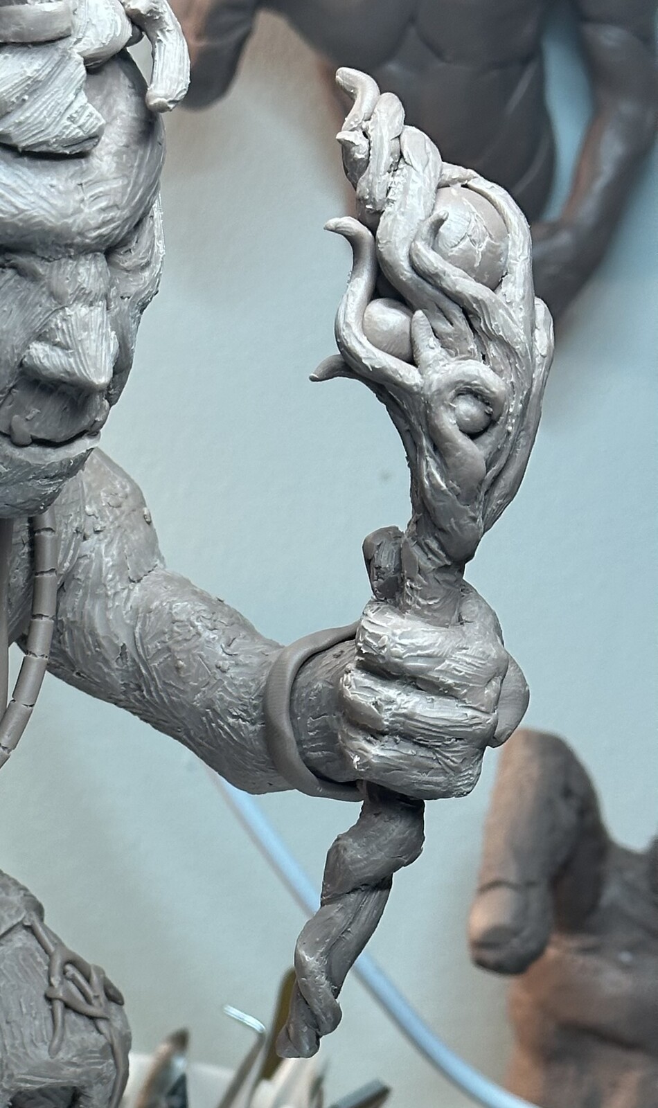 Wish I got a better pic of the staff. Had fun designing this by playing with clay scraps.