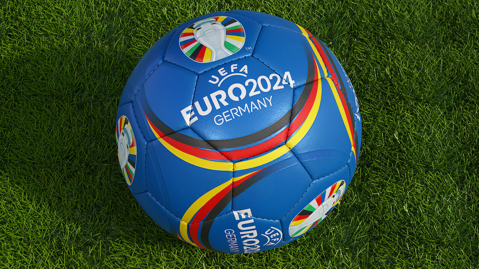 Soccer Ball Promotional 32-Panel UEFA EURO 2024 - Collection Examples - Skin Blue - Rendering 8