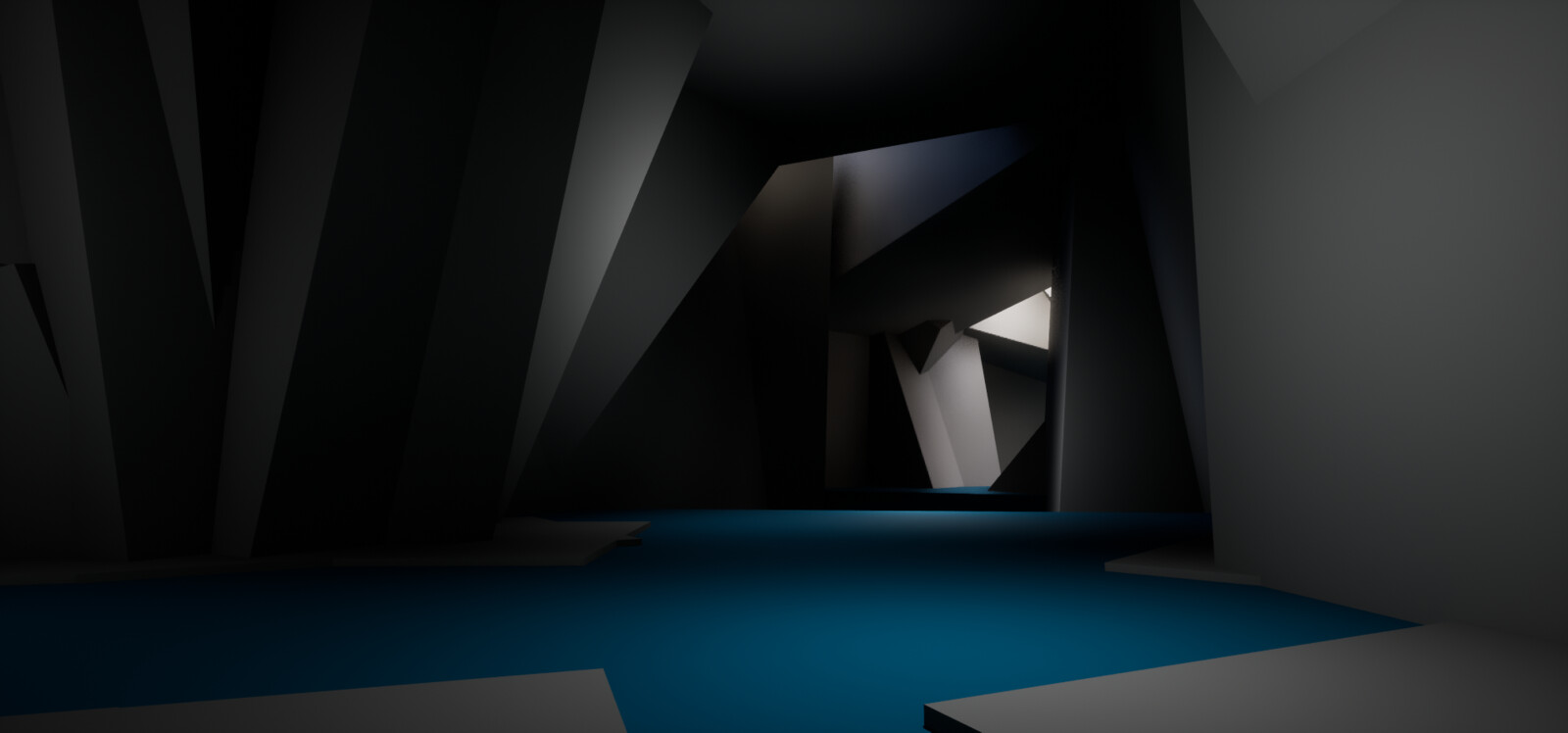 Another early blockout area. The final cave changed substantially from these initial compositions.