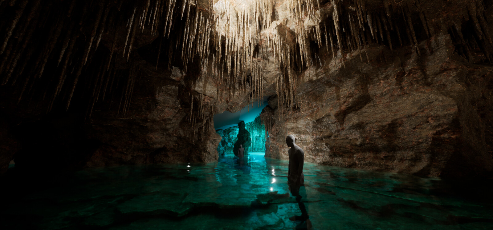 An early lighting and water test.