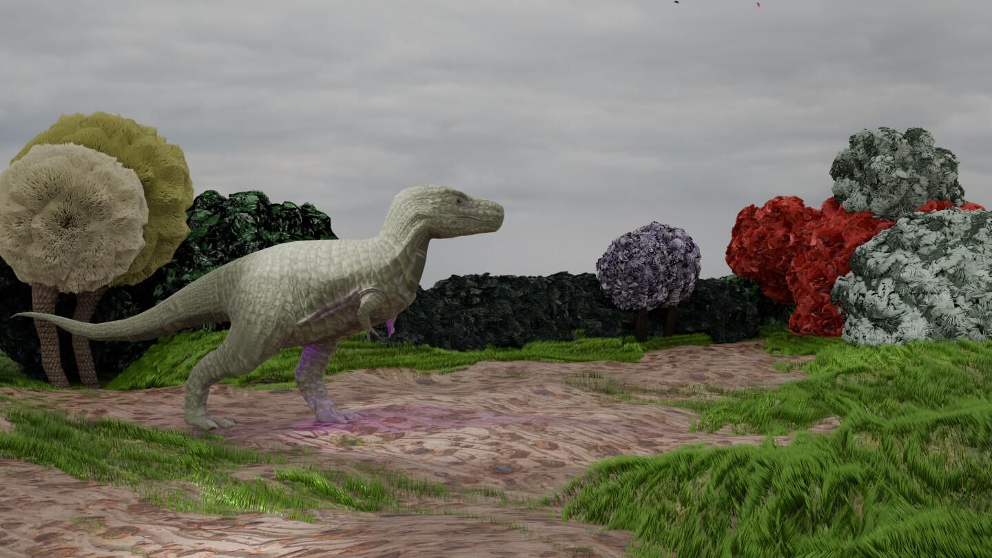 textured trees and grass