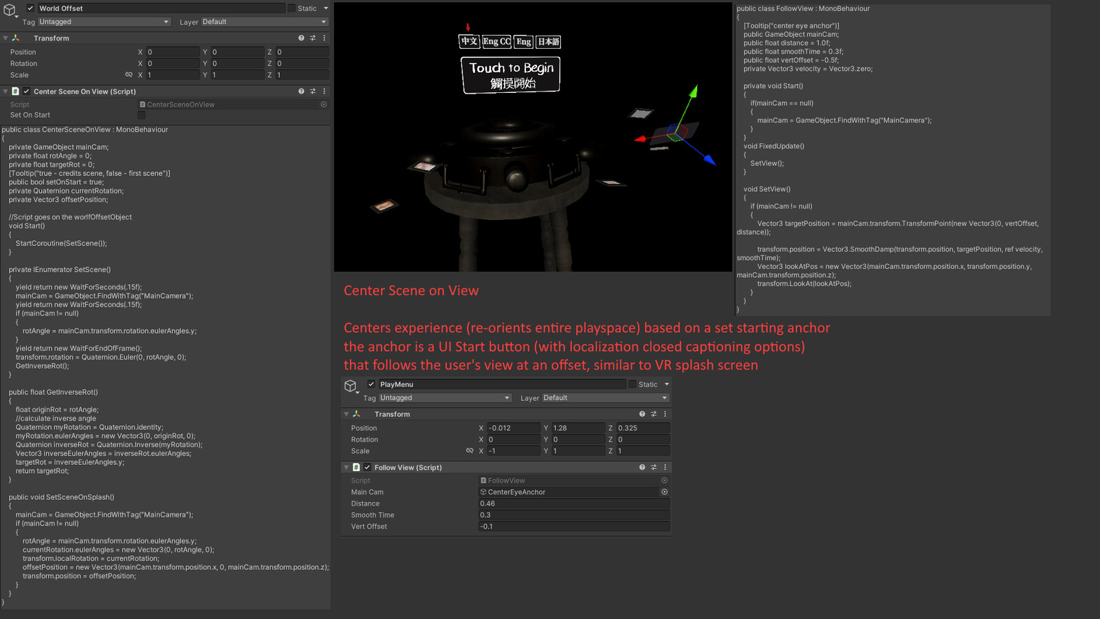 Centering View based on player set anchors