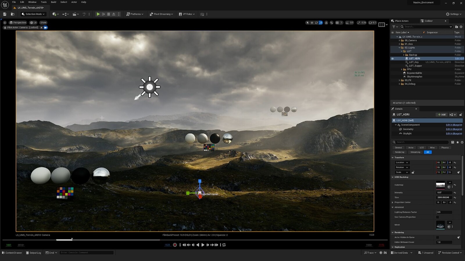 UE5 Scene setup with color checker to make sure my light and material values are correct 