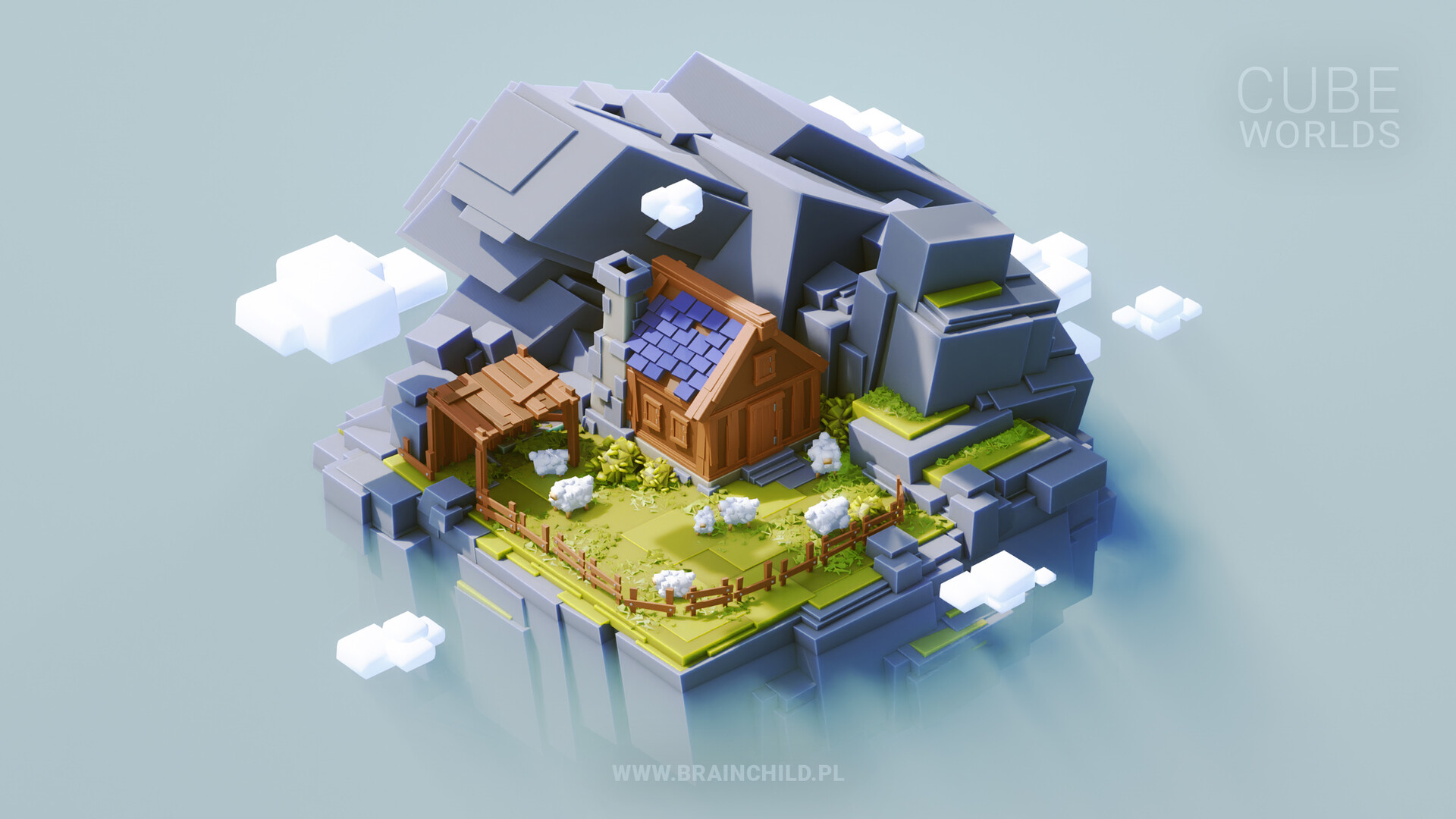 CUBES ONLY | Quick 3D Lowpoly Stylized Cube Worlds in Blender 3D [FULL PROCESS]