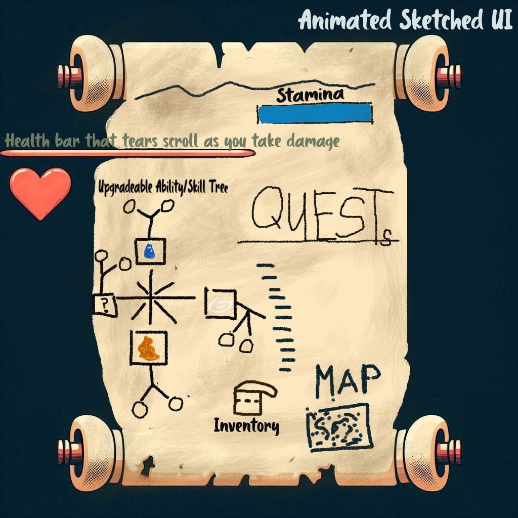 Hand-Drawn Game Scroll UI Design