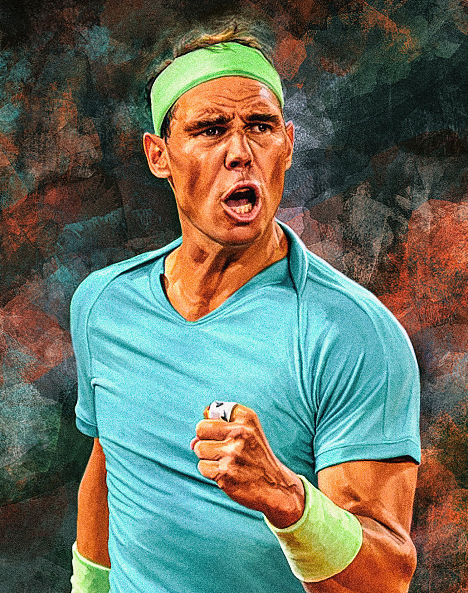 Sam brannan rafael nadal roar at rg french open 2024 digital artwork