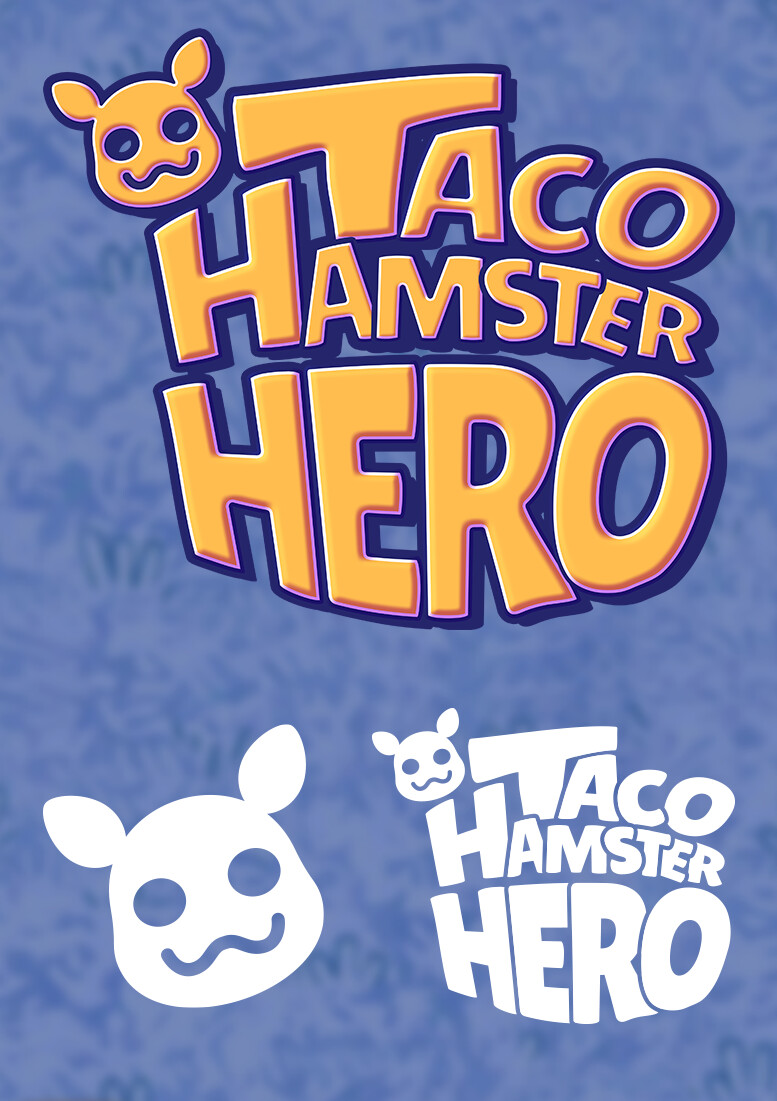 Taco: Hamster Hero's Logo, plus simple icon and white logo for different placements