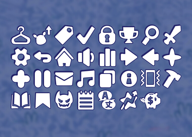 Various icons for menus and settings