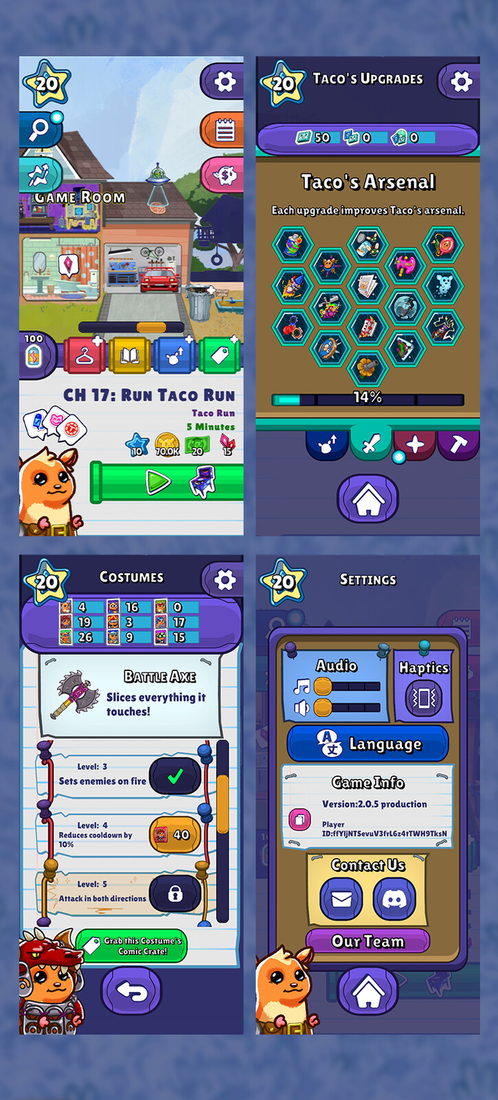 Screenshots of the Main Menu and various sub-menus